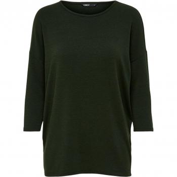 T-shirt donna Only Glamour maniche 3/4 verde scuro