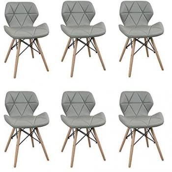 Sedia Moderna Ecopelle Legno Set Da 6