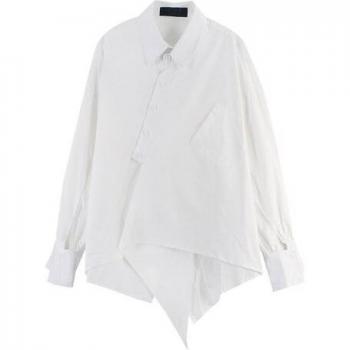 XITAO Irregular Split Blouse - Autumn Women's Casual Loose Shirt in Black and White
