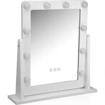 Espejo rectangular enmarcado con luces glam blancas 39 x 50 cm