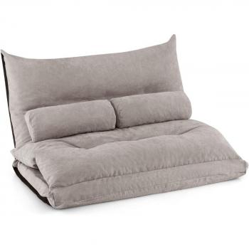 Costway 3 in 1 Klappbares Bodensofa mit Schlaffunktion & Verstellbarer Rückenlehne Grau