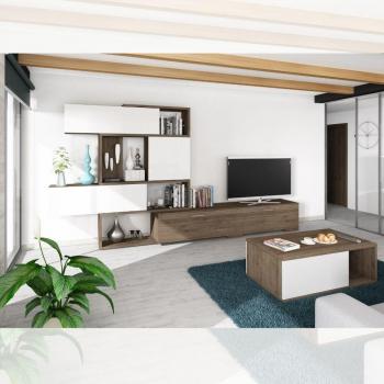 IPERBRIKO Pared Alta Nogal y Blanco 187×49 cm