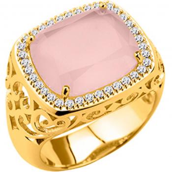 Ring 'Sissi' mit Rosenquarz und Gold 52