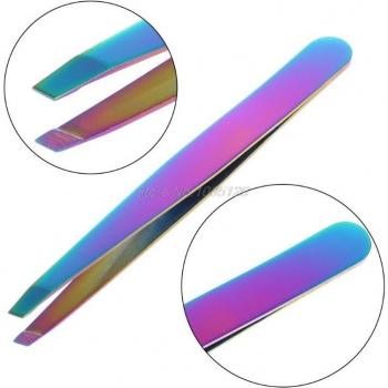 Pince à épiler inclinée pour sourcils en acier inoxydable