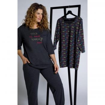 Maglie pigiama confezione doppia design guanti scollo a girocollo maniche 3/4 Donna Blu 56/58 Cotone/Poliestere