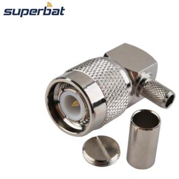 Superbat 10pcs TNC Male Right Angle Crimp RF Coaxial Connector for RG58 RG142 LMR195