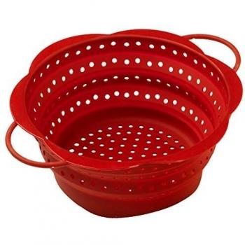 Red 19 cm Kuhn Rikon Collapsible Silicone Colander – 28 × 28 × 30 cm