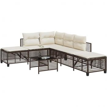 VIDAXL Set Divani Ad Angolo 3 Pz Con Cuscini In Polyrattan Marrone