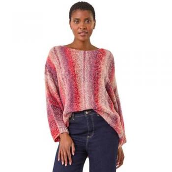 Sweat en maille bouclée rose à encolure dégagée
