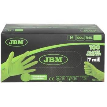 Jbm guantes verdes desechables de nitrilo t:m 7,0mil (100 uds.) textura diamante