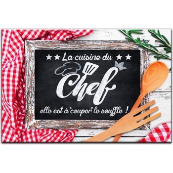 La Cuisine du Chef Snijplank / Onderzetter 'Berichten' - 30x20 cm zwart