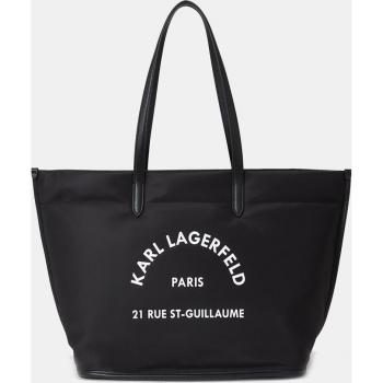 Karl Lagerfeld Bolso Tote de Nylon Negra con Logo Frontal