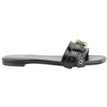 Chloé Mae Leather Slide Sandals – Size 6.5 (US) / 36.5 (EU) – Black