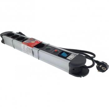 Regleta 6 tomas aluminio c/ interruptor y proteccion sobretension con cable 2 metros