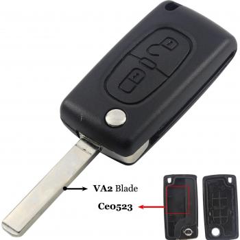 Jingyuqin 2-Button Flip Key Shell for Peugeot
