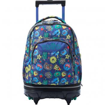 Mochila Totto Tiza escolar ruedas desmontable color azul Tello