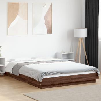 VidaXL LED Bed Frame Brown Oak 135x190cm