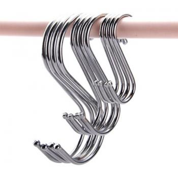 S-Type Stainless Steel Bathroom Hooks - 10 Pack