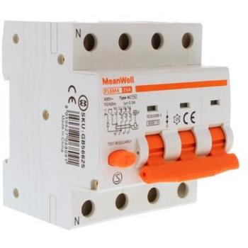 Interruttore Magnetotermico Differenziale MeanWell 3P+N Tipo AC Curva C 25A 300mA 6000A IP20