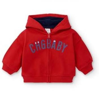 Sudadera cremallera Bebés rojo capucha