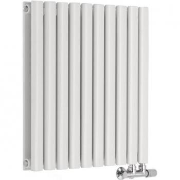 Radiatore Termoarredo Orizzontale Doppio “Revive Caldae” – Finitura Bianca – Attacchi Centrali – 934W – 635 × 590 mm – Hudson Reed