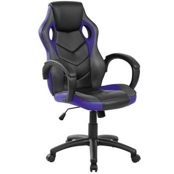SERENA Silla gaming Bundaberg, Sillón gaming adulto, Silla de escritorio, Cm 57x72h124/134, Negro y Azul