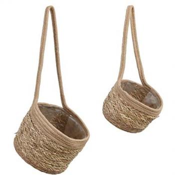 Pots de Fleurs Suspendus en Jonc de Mer - Marron Clair