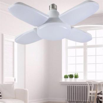 Bombilla LED Plegable E27 para Garaje, 4 Aspas Ajustables, Iluminación de Techo AC85-260V