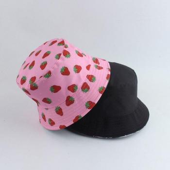 Reversible Strawberry Print Bucket Hat