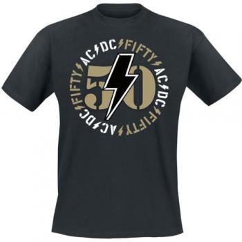Maglietta AC/DC Fifty Angus Emblem Uomo M a XXL Nera