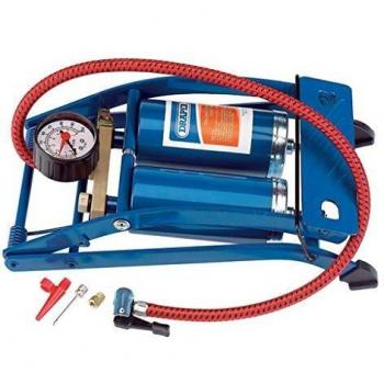 DRAPER DOUBLE CYLINDER FOOT PUMP WITH PRESSURE GAUGE