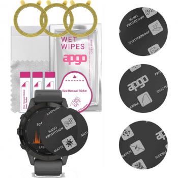 Lot de 3 protections d'écran en verre hybride mat pour Garmin Fenix 6S Pro Solar