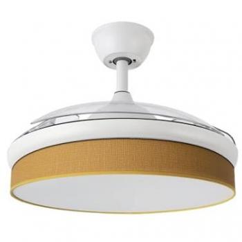 Ventilatore Bianco FabriLamp con Diffusore Giallo e Telecomando