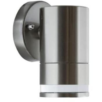Moderne Wandleuchte aus Edelstahl und Glas, 13 cm, IP54, GU10