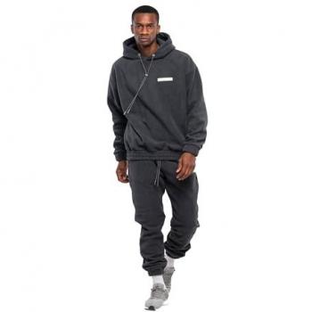 Tom Barron Männer Oversize-Fleece-Jogginganzugset Dunkelgrau