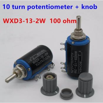 2pcs 100 Ohm 10-Turn Potentiometer with Knobs