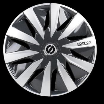 15-Inch Sparco Lazio Hubcaps - Gray/Silver