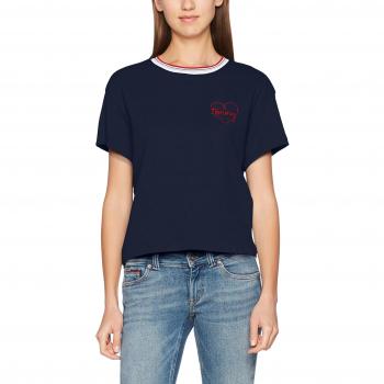 Hilfiger Denim Thdw CN T-Shirt S/S 20, Camiseta para Mujer, Azul