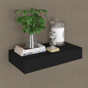 VidaXL Floating Wall Shelf with Drawer Black 48x25x8 cm