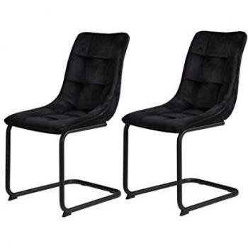 JENNY Esszimmerstuhl Samtvelours Schwarz, 2er Set