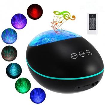 Lucky Stone Ocean Wave Bluetooth Night Light Projector with Remote