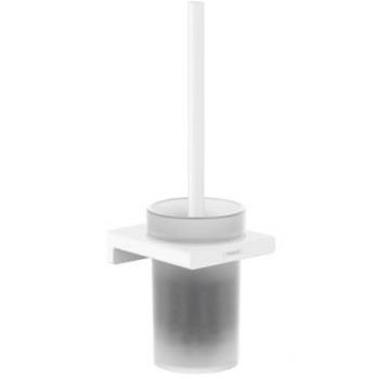 Garnitura Scopino WC a Parete Hansgrohe AddStoris, Vetro Opaco/Metallo Bianco Matt 41752700