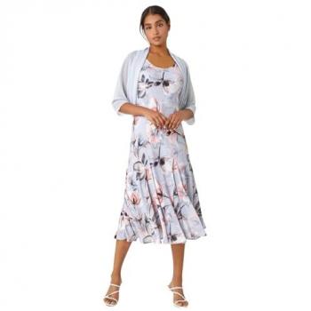Roman Women's Ruched Hem Chiffon Bolero – Grey – Size 20 UK