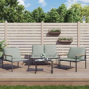 VidaXL 3 Piece Patio Lounge Set with Cushions Anthracite Steel