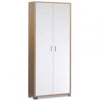 Armadio mobile 2 ante 83x29x190H cm in kit di montaggio colore Noce Stelvio e Bianco