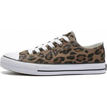 Leopard Print Women's Skateboarding Canvas Shoes