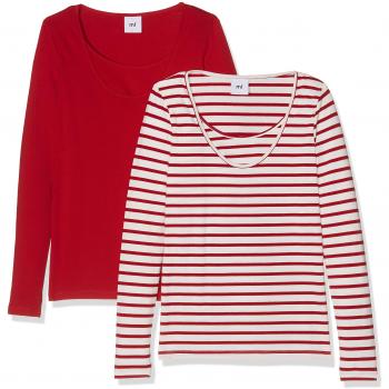 MAMALICIOUS Mllea Organic Nell L/s Mix Top Nf 2, Camisa Umstandslangarm para Mujer, Rojo