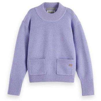 Lavender Mock‑Neck Pocket Sweater – 14 Years Female