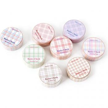 Ruban washi plaid tartan 15mm, 8 pièces