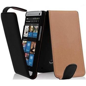 Custodia Flip in Finta Pelle Liscia per HTC One Mini M4 - Nero Carbone